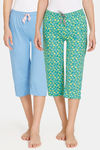 Rosaline Meadows Knit Cotton Capri (Pack of 2) - Green Blue — thumbnail 1